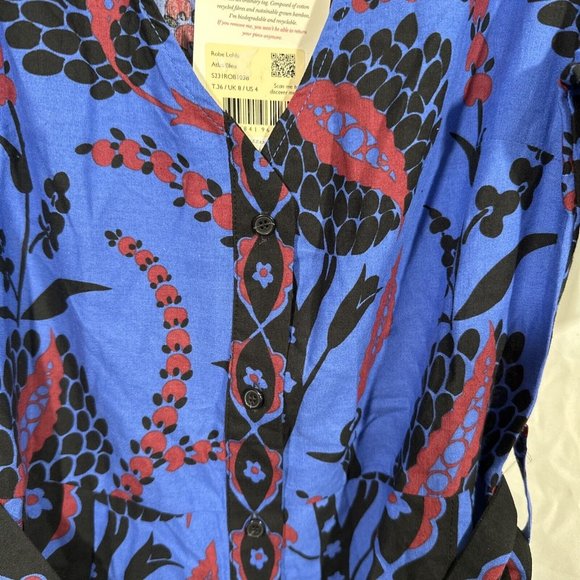 NWT Sezane [ 4 US / 36 ] Lola Printed V Neck Mini Dress in Atla Beue #Q374 - Picture 10 of 16